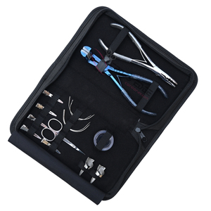Quality Silver Salon Hair Extension <b>Tool</b> <b>Kit</b> with 2 Hole Beads Crimper Plier Blue Tape In Plier Beads Box Parting Finger <b>Tools</b> - Product Image 1