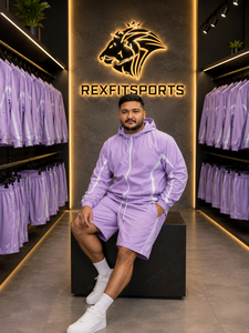 REXFIT <b>SPORTS</b> 2026 Custom Men Purple Nylon Tracksuit Hooded Windbreaker <b>Jacket</b> and Shorts Set Private Label Sportswear - Product Image 6