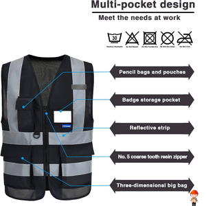 Gilet de sécurité réfléchissant haute visibilité avec bandes réfléchissantes sur le devant, vêtements de travail de sécurité pour la construction, prix d'usine - Product Image 2
