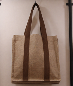 <b>Jute</b> <b>Shopping</b> <b>Bag</b> Woven Grocery Tote <b>Bag</b> with Strap Closure Custom Logo Gift Use - Product Image 1