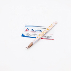 Vente en gros Aroosh Corp Pince à épiler professionnelle en diamant Extensions de cils double ton en acier inoxydable 45 degrés en or rose - Product Image 4