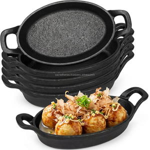 <b>Cast</b> Iron Oval Mini Skillet Sizzler <b>Pan</b> Serving Dish Dual Loop Handle Restaurant Cookware sets - Product Image 3
