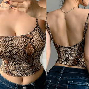 Custom Women Snake Print Camisole Crop <b>Top</b> Slim Fit Spaghetti Strap Summer Streetwear Vest OEM Ladies Tank <b>Top</b> & women's shirt - Product Image 6