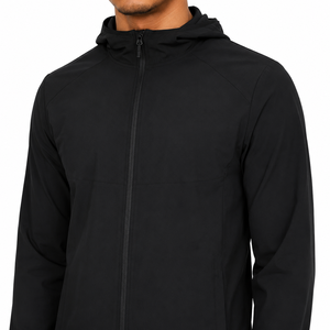 Men's Black Full <b>Zip</b> <b>Hooded</b> Tracksuit Set Solid Color Casual Jogger Pants with Side Pockets Breathable Polyester Autumn Wear - Product Image 3