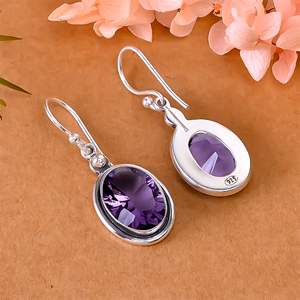 Pendientes Colgantes de Plata con Amatista para Mujer, Joyería Clásica para Fiesta, Engaste de Bisel, Pendientes de Moda - Product Image 4