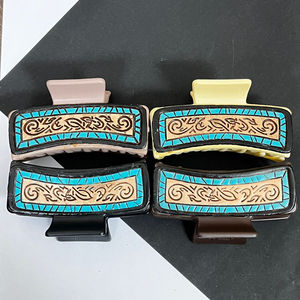 New Latest Style Fashion Elegant Large Hand <b>Tooled</b> Leather Hair Claws Personalized Custom Size Claw <b>Clip</b> for Women's Daily Use - Product Image 4