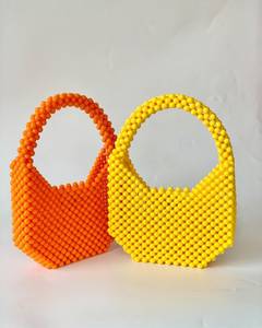 Handmade Beaded Storage Bag Orange Yellow Plastic Candy <b>Box</b> Accessories 203x133x68mm Travel Use - Product Image 1