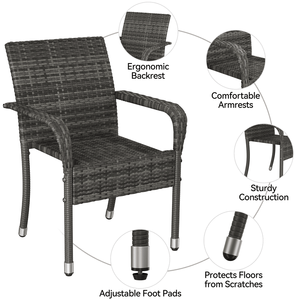 Set di 2 poltrone da esterno in rattan PE con poggiapiedi regolabili, colore grigio - Product Image 3