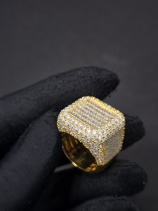 S925 Luxury 18K <b>Gold</b> Plated Freshwater Pearl Moissanite <b>Cocktail</b> <b>Ring</b> Geometric Baguette Cut Prong Setting Unisex Religious - Product Image 2