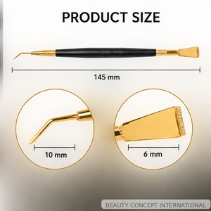 Outil professionnel de lifting des cils double extrémité noir et or, séparateur de cils en acier inoxydable, végétalien, semi-permanent, personnalisé - Product Image 2