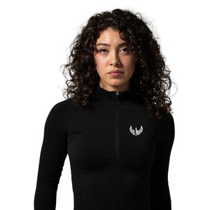 Women's Black Full Zip Performance <b>Jacket</b> Long Sleeve Breathable Stretch Gym <b>Workout</b> Running Fitness Activewear Sports <b>Jacket</b> - Product Image 2