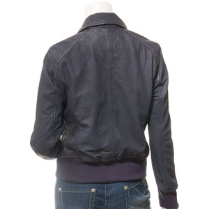 <b>Women's</b> <b>Suede</b> Leather Bomber <b>Jacket</b> With Zipper Closure Turn-down Collar Full Sleeve Winter Solid Color - Product Image 2