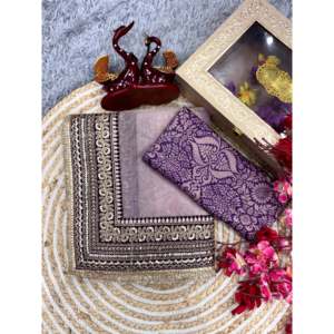 ผ้าส่าหรีไหมดีไซเนอร์สำหรับงานแต่งงานงานปักแบบลำดับลำดับ - Product Image 4