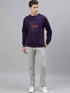 Sudadera de Cuello Redondo Morada para Hombre, Corte Regular, Logotipo Estampado, Informal, Tejida, 100% Algodón, para Otoño - Product Image 1