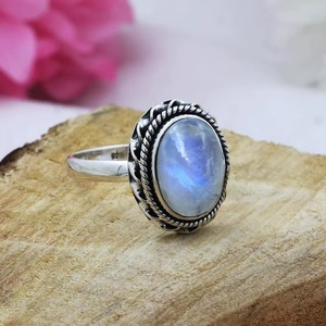Anillo de Compromiso de Plata de Ley 925 con Piedra Lunar Arcoíris, Estilo Bohemio Cristiano, Certificado GIA, Hecho a Mano con Piedras Preciosas Naturales, Joyería Fina - Product Image 5