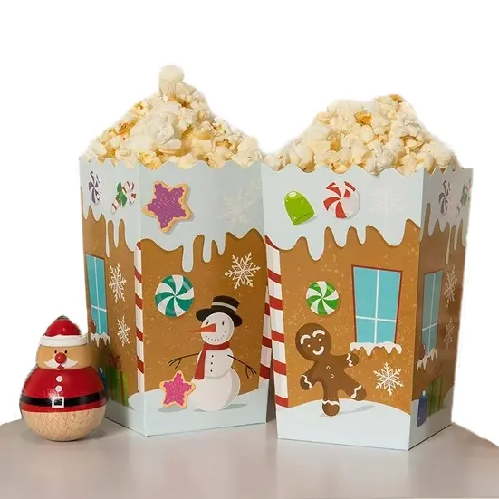 Попкорн переработанный картон Снеговик Пряничный человечек коробки для кинотеатра с высоким содержанием материала