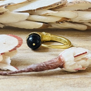 New Arrival Black Onyx Horn <b>Ring</b> Gold Plated Brass <b>Ring</b> Tribal Statement <b>Open</b> <b>Ring</b> Minimal Wholesale <b>Ring</b> For Women - Product Image 1