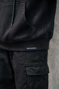 Sweat-shirt à capuche oversize pour homme, noir, 100% coton molletonné, streetwear décontracté, pull-over avec logo imprimé sur le devant, vêtement d'hiver, uni - Product Image 3