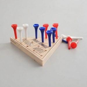 Wooden Triangle Peg Solitaire Game With Colorful Plastic Pins Classic Brain Teaser <b>Puzzle</b> For Kids And Adults For Enjoyment - Product Image 5