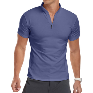 เสื้อยืดออกกำลังกายผู้ชาย แขนสั้น แห้งเร็ว ทรงสปอร์ต คอซิป 1/4  ลายเรียบ ทันสมัย เหมาะสำหรับฟิตเนสช่วงฤดูร้อน - Product Image 3