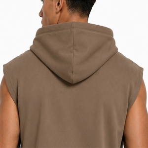 Débardeur à capuche sans manches pour homme, coupe décontractée, en coton, style tricoté respirant, avec imprimé frontal - Product Image 5