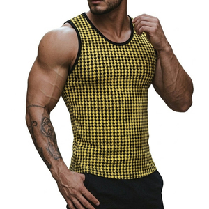 OEM Bulk Men's Fashion Muscle Fit Tank <b>Top</b> Houndstooth Pattern Custom Logo Sleeveless Gym Vest High Elasticity Workout Tank <b>Tops</b> - Product Image 5