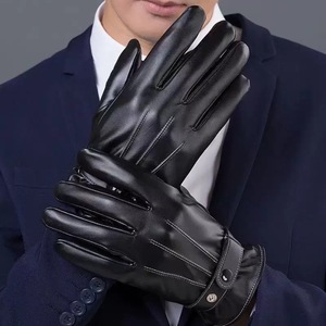 Guantes de Carreras de Cuero, Protección Completa para los Dedos, Resistentes al Viento, Correa de Muñeca Ajustable con Cierre de Botón, Unisex, para Conducir al Aire Libre - Product Image 5