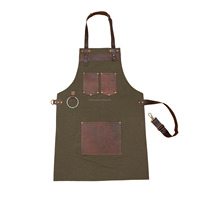 Tablier d'artiste multifonctionnel en toile sans manches Poche en cuir imperméable pour café serveur menuiserie AAA-0050 en coton