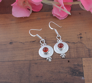 925 <b>Sterling</b> <b>Silver</b> Gold Plated Blue Lace Agate Vintage Engagement Anniversary Disc Drop Earrings | Wholesale Handcrafted - Product Image 5