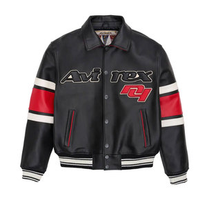 Best Price Avirex Men's Leather <b>Jacket</b> Premium Winter Windproof Waterproof Genuine Leather Plain Dyed Front Customized Color All - Product Image 1
