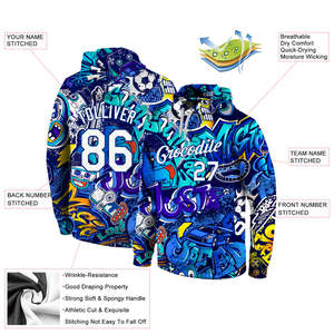Sudadera con Capucha y Estampado de Grafiti Personalizado para Hombre, Tejido de Felpa, Bolsillo, Poliéster de Secado Rápido, Nombre del Equipo Bordado, Ropa de Invierno - Product Image 3