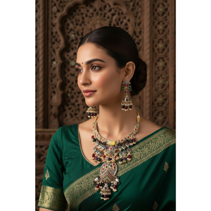 Conjunto de Joyería Étnica India para Boda de Om Fashion Studio, Collar y Aretes Hechos a Mano de Lujo - Product Image 4