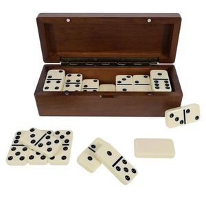 Boîte de rangement rectangulaire en bois pour dominos double six, marron, pour vente en gros, étui de voyage, organisateur de jeu de table - Product Image 4
