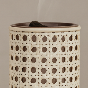 Wholesale Natural Rattan Mango Wood Mabkhara Cylinder Boho Style Bulk Saudi Arabian <b>Bakhoor</b> Burner Majlis <b>Oud</b> Dakhoon Holder Cen - Product Image 5