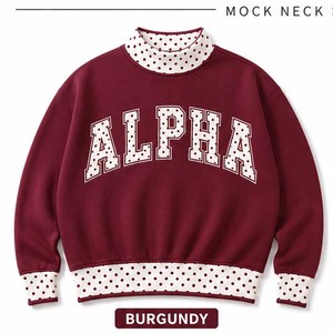 Alpha Lavender Custom Oversized <b>Mock</b> <b>Neck</b> Cotton Fleece Sweatshirt Women Men Ladies Unisex Gingham Patch Polka Dot Embroidery - Product Image 4