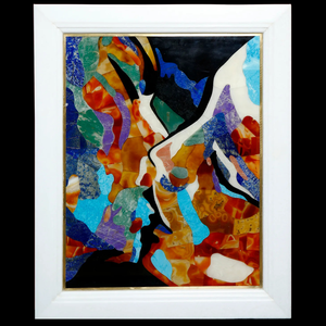 Escultura de Pared Enmarcada con Incrustaciones de Piedra Art Deco Abstracta Hecha a Mano - Decoración Multicolor para el Hogar - Product Image 2