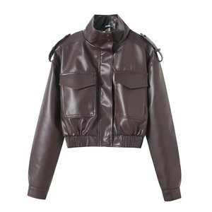 Chaqueta de Cuero Premium para Mujer, Chaqueta de Motociclista de PU Personalizada, Abrigo Ajustado de Moda, Ropa Exterior al por Mayor con Etiquetas Tejidas Personalizadas - Product Image 1