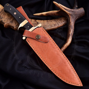 Handmade Industrial Grade Stainless Steel Hunting Bowie Knife Straight <b>Edge</b> Clip Point Customizable Leather Sheath Camping Knife - Product Image 4