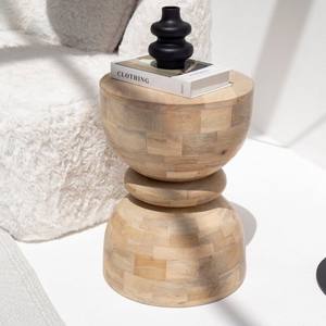 Table d'appoint en bois de manguier Vandana Orion Elara Hourglass, meuble d'appoint sculpté moderne - Product Image 3