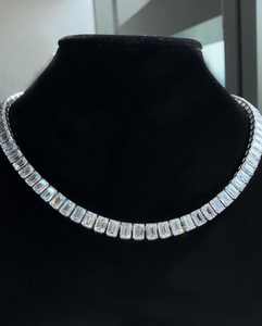 Cadena de tenis personalizada estilo hip hop con incrustaciones de moissanita baguette en plata maciza 925 chapada en rodio para hombre - Product Image 4