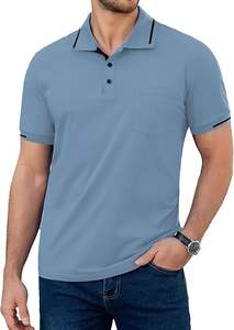 Chemises polo décontractées pour hommes, manches courtes, boutonnées, avec poche, légères, col chemise, pour le golf - Product Image 6