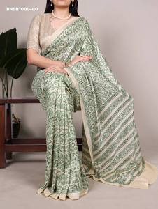 Beautiful Latest Collection Tussar Silk with Printed Design <b>Saree</b>-<b>Blouse</b> Collection Woman Fashion Exporter Worldwide Supplier - Product Image 4