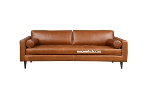 Sofá de Tres Plazas de Cuero Buff al por Mayor, Modelo Chesterfield Elegante, Tapizado en Cuero Buff Genuino a Precio de Exportación - Product Image 3