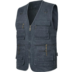 Chaleco de Pesca para Hombre, Multibolsillos, de Algodón, Azul Oscuro, Transpirable, Estilo Safari, para Trabajo, Viajes y Fotografía - Product Image 5