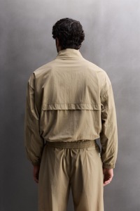 Men's Khaki Windproof Racer <b>Jacket</b> With Zipper Closure Casual Style Polyester Material Autumn Wear - Product Image 3