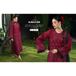 Costumes de luxe brodés pour femmes Asim Jofa, collection festive Ssumaira, 3 pièces sur mesure, tissu Chickenkari brodé - Product Image 1