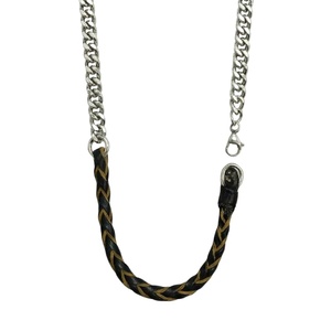 Pure Titanium Steel Gold Plated <b>Chain</b> with Black and Light Brown Beaded <b>Rope</b> Necklace for Men and Boys-17 Inch - Product Image 3