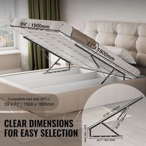 Kit Hardware Fai-da-te Deluxe per Letto a Scomparsa 59x71 con Sistema di Sollevamento Pneumatico per Carico di 70 kg, Sollevatore Verticale per Letto Compatibile con Divano 154 - Product Image 3