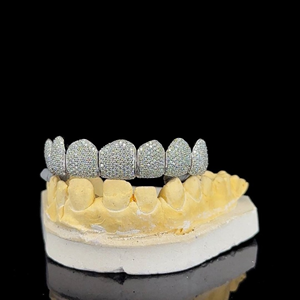 ราคาดีที่สุดสำหรับเครื่องประดับฟันแบบสั่งทำ เงินแท้ 925 ฮิปฮอป ประดับเพชรโมอิสซาไนต์ สำหรับฟัน เครื่องประดับเงิน - Product Image 1