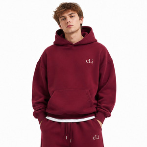 Nouveauté : Sweat à capuche pour homme avec lettres personnalisées et applique universitaire, en molleton de coton épais, et pantalon de survêtement coupe large, coupe oversize, pour l'hiver et l'automne - Product Image 5